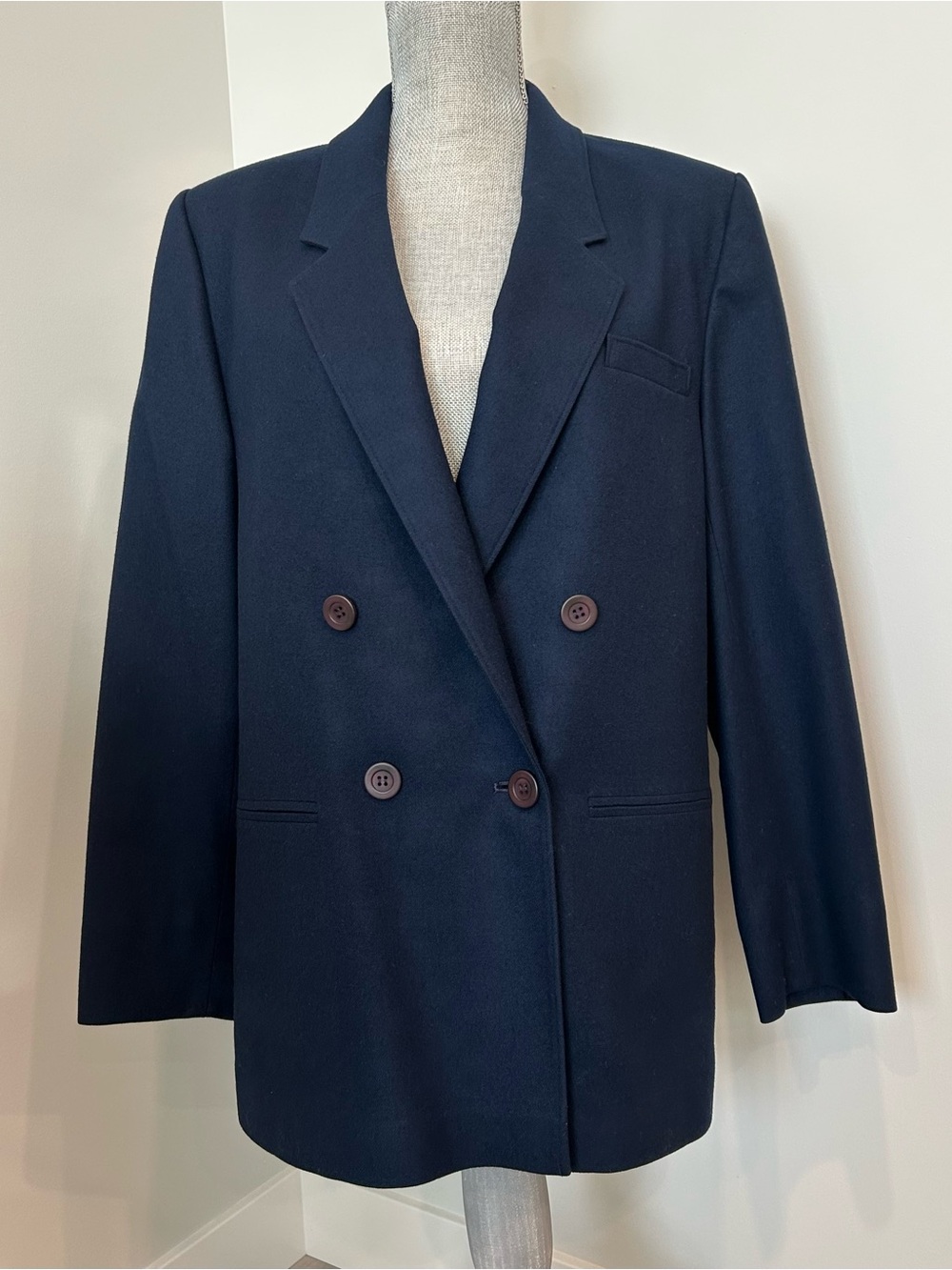 Vintage Pendleton Size 14 100% Virgin Wool Blazer Jacket Blue Double Breasted